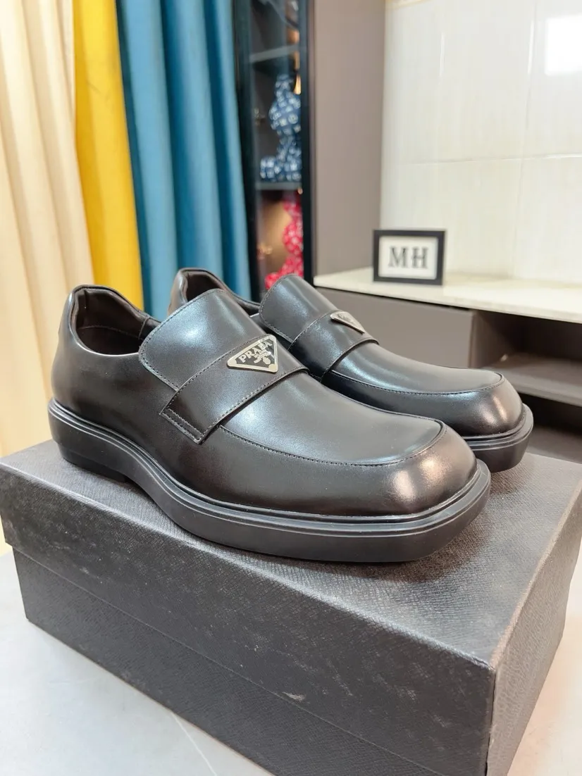 Men's shoes 💰540🌹🌹【PRADA Leather Shoes】Top purchasing agency Original imported Italian custom-made open-edge beaded cowhide leather surface, fully imported water-dyed breathable cowhide lining, original factory special molded sole super comfortable, size: 38-44